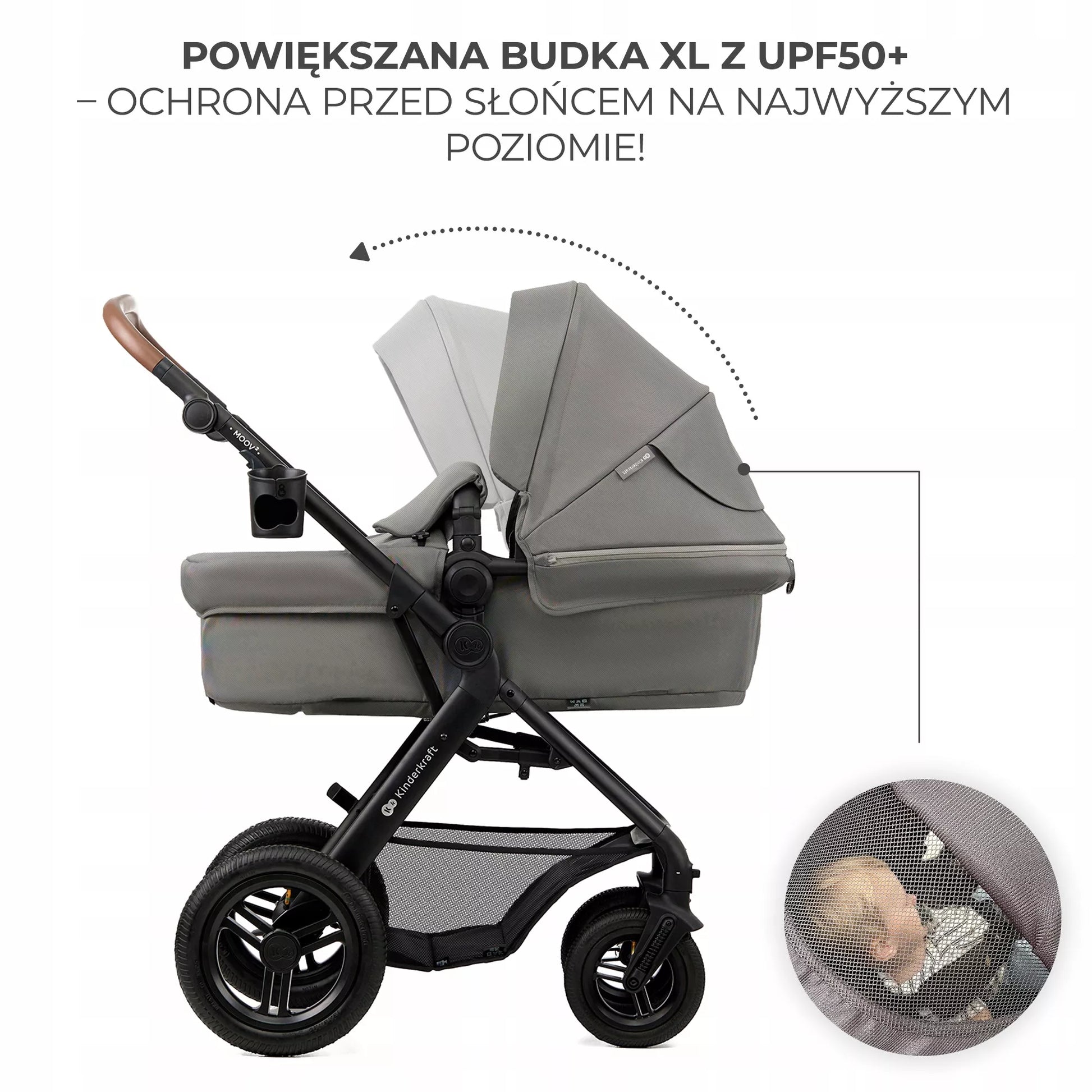 Daugiafunkcis 3 viename vežimėlis MOOV 2 AIR su automobilio kėdute MINK PRO, pilkas