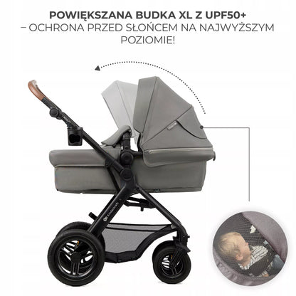 Daugiafunkcis 3 viename vežimėlis MOOV 2 AIR su automobilio kėdute MINK PRO, pilkas