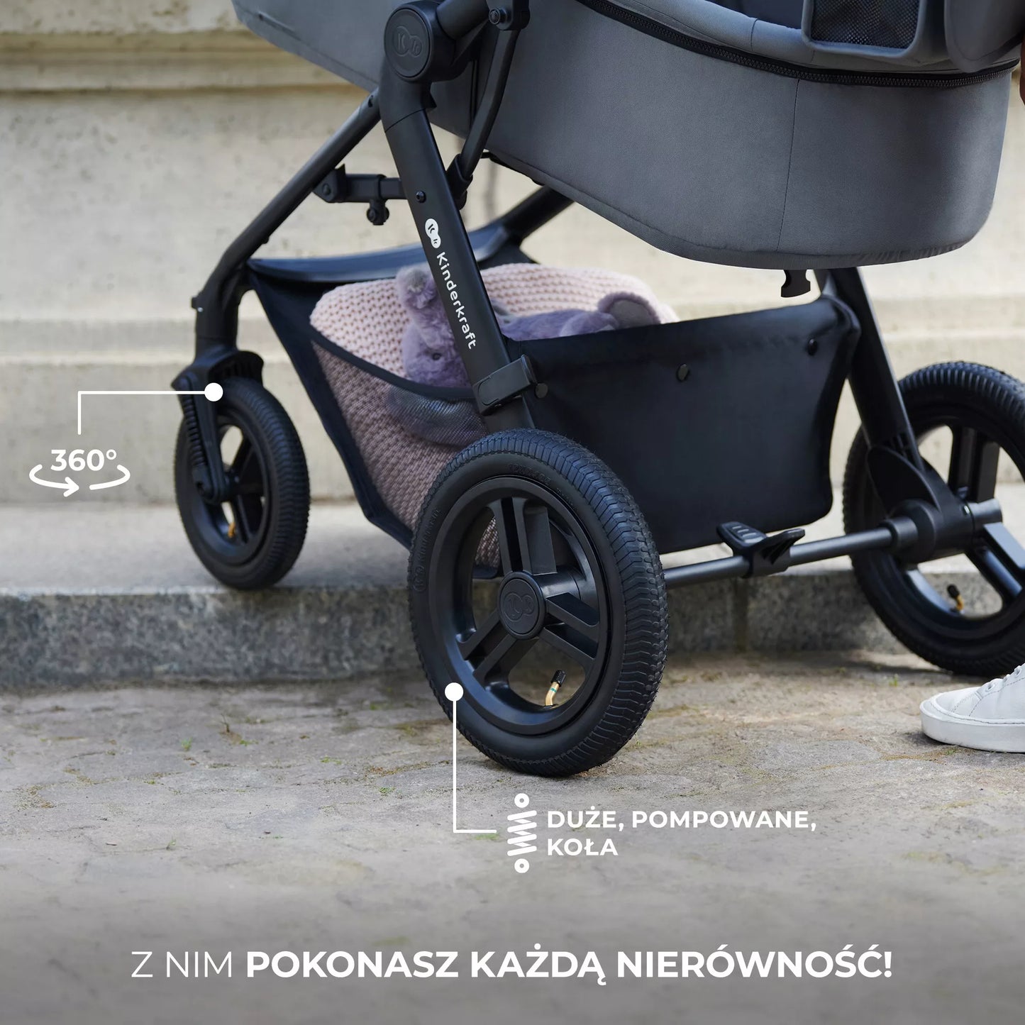 Daugiafunkcis 3 viename vežimėlis MOOV 2 AIR su automobilio kėdute MINK PRO, pilkas