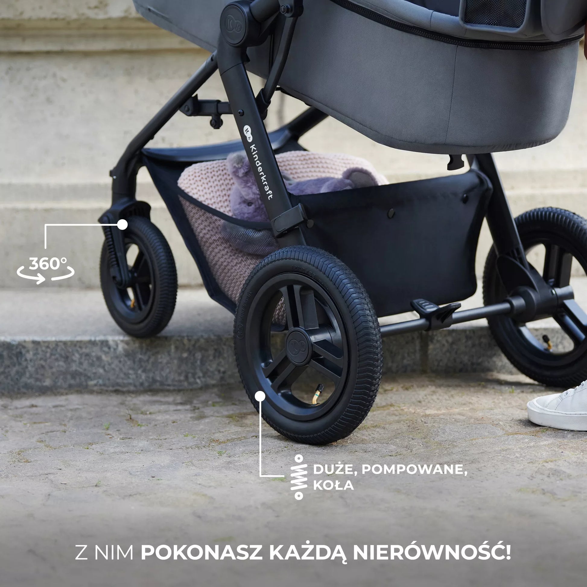 Daugiafunkcis 3 viename vežimėlis MOOV 2 AIR su automobilio kėdute MINK PRO, pilkas
