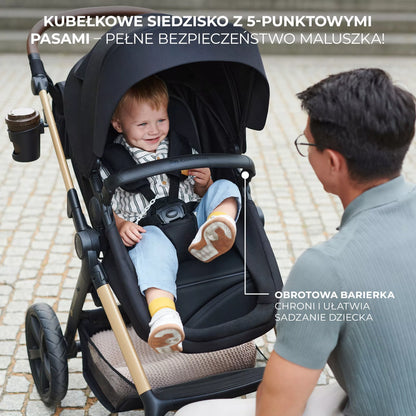 Daugiafunkcis 3 viename vežimėlis MOOV 2 AIR su automobilio kėdute MINK PRO, pilkas