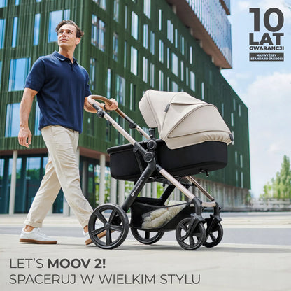 Daugiafunkcis 3 viename vežimėlis MOOV 2 AIR su automobilio kėdute MINK PRO, pilkas
