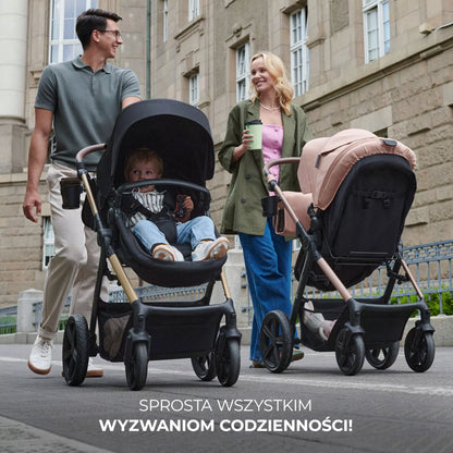 Daugiafunkcis 3 viename vežimėlis MOOV 2 AIR su automobilio kėdute MINK PRO, pilkas