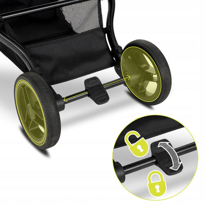 Vežimėlis sportinis pasukamas iki 22 kg, su galimybe tvirtinti priekiu ir nugara į važiavimo kryptį Lorelli Makaya