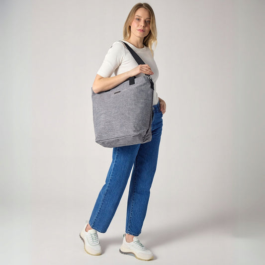 ZAGATTO Moteriška pirkinių rankinė didelė pilka rankinė shopper talpi ant peties