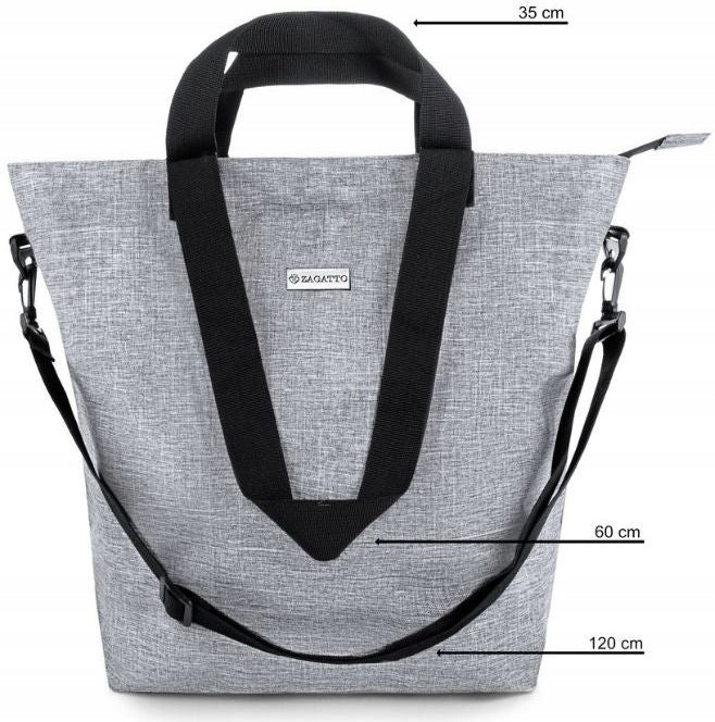 ZAGATTO Moteriška pirkinių rankinė didelė pilka rankinė shopper talpi ant peties