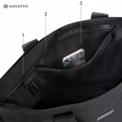 ZAGATTO Shopperinė rankinė, didelė moteriška juoda talpi rankinė pirkiniams