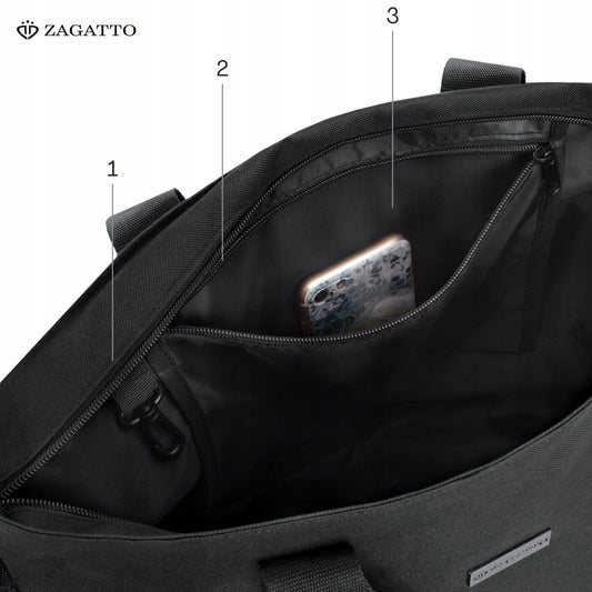 ZAGATTO Shopperinė rankinė, didelė moteriška juoda talpi rankinė pirkiniams