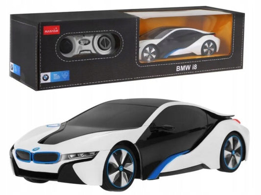 RC AUTOMOBILIS SU VALDYMU PER ATSTUMĮ, LED, RASTAR BMW i8-UV TRANSPORTAS