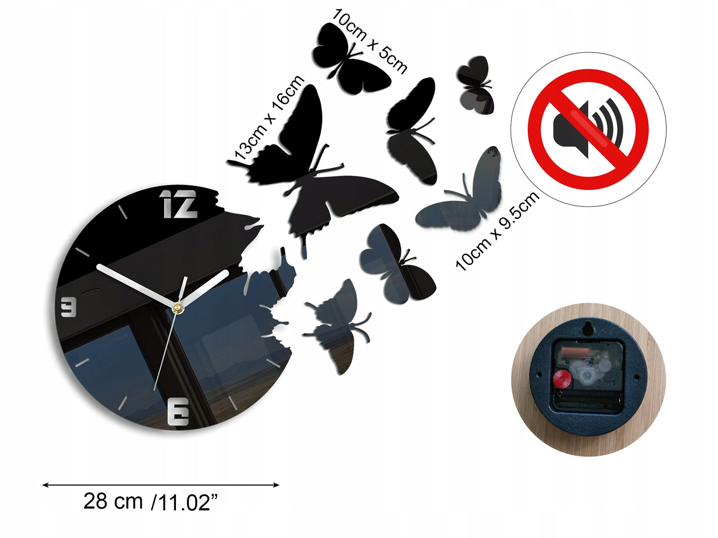 SIENINIS LAIKRODIS – DRUGELIAI – STULBINANTIS POVEIKIS 7 DRUGELIAI