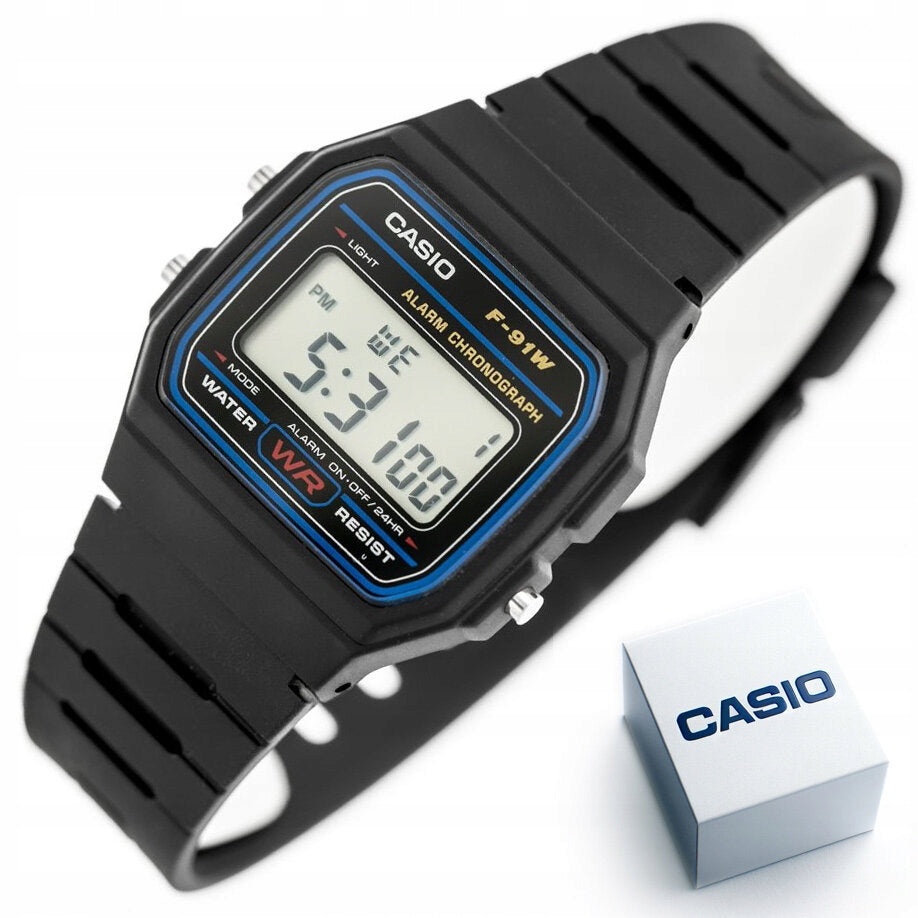 Vyriškas laikrodis CASIO F-91W-1YER (zd086a) - Klasika + Dėžutė