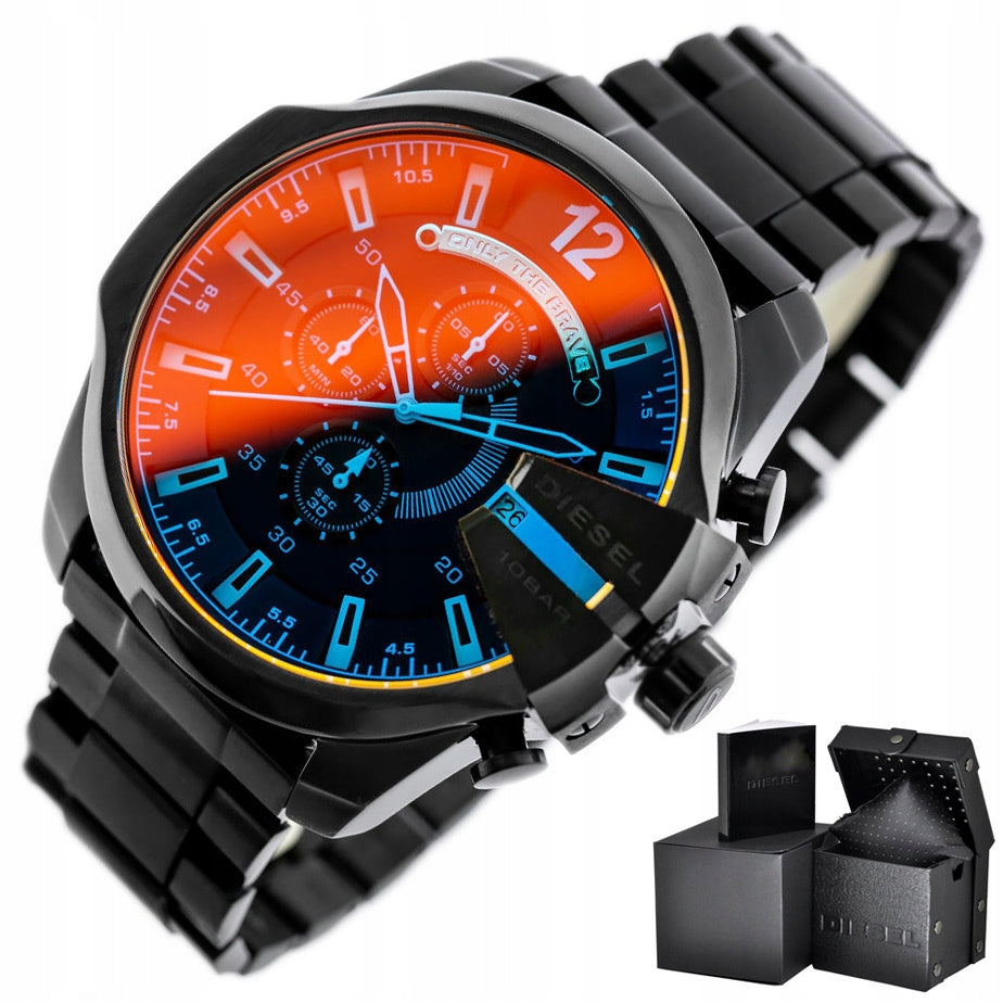 Vyriškas laikrodis DIESEL DZ4318 MEGA CHIEF CHRONOGRAPH + DĖŽUTĖ KOMPLEKTAS