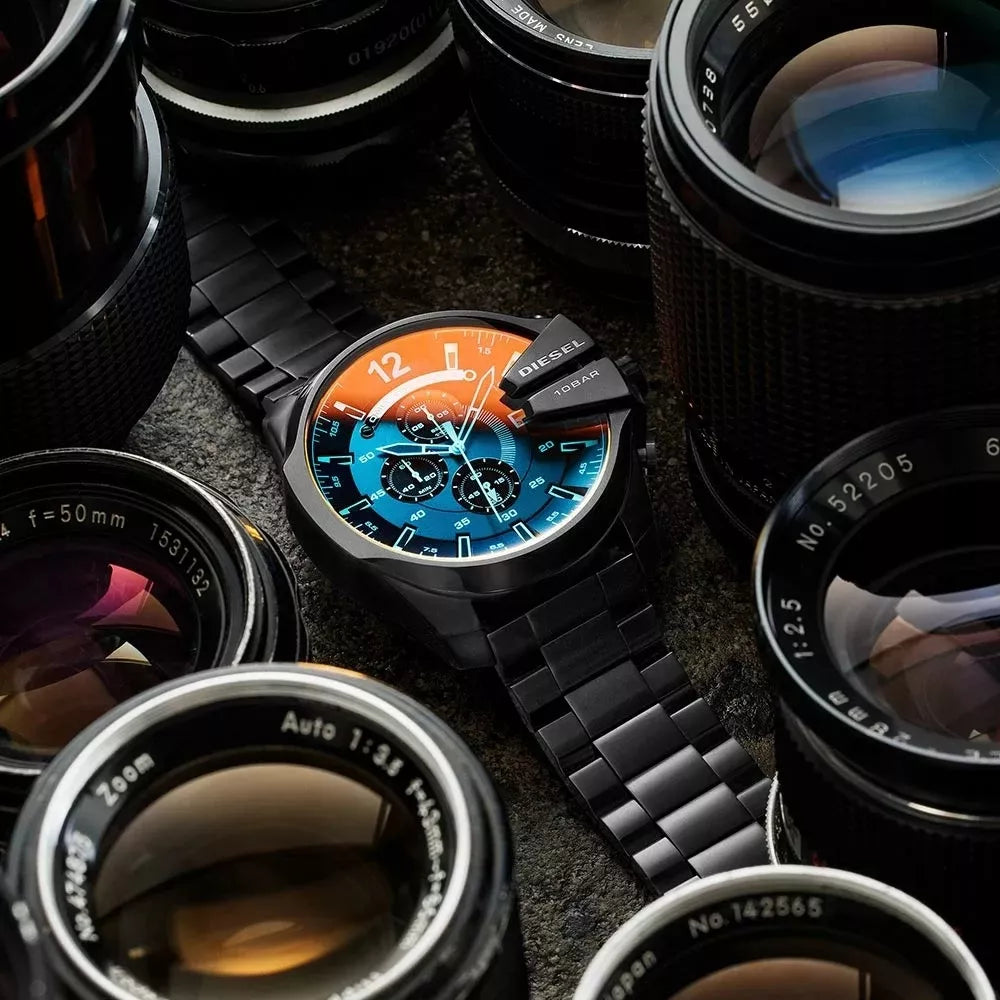 Vyriškas laikrodis DIESEL DZ4318 MEGA CHIEF CHRONOGRAPH + DĖŽUTĖ KOMPLEKTAS