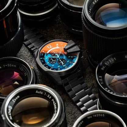Vyriškas laikrodis DIESEL DZ4318 MEGA CHIEF CHRONOGRAPH + DĖŽUTĖ KOMPLEKTAS