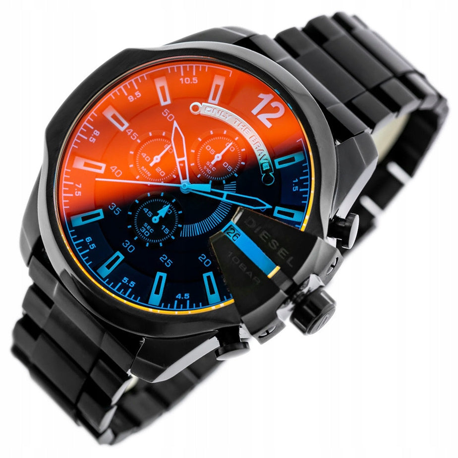 Vyriškas laikrodis DIESEL DZ4318 MEGA CHIEF CHRONOGRAPH + DĖŽUTĖ KOMPLEKTAS