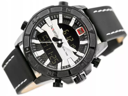 VYRIŠKAS LAIKRODIS NAVIFORCE NF9114 Juodas odinis dirželis Apšvietimas Chronometras