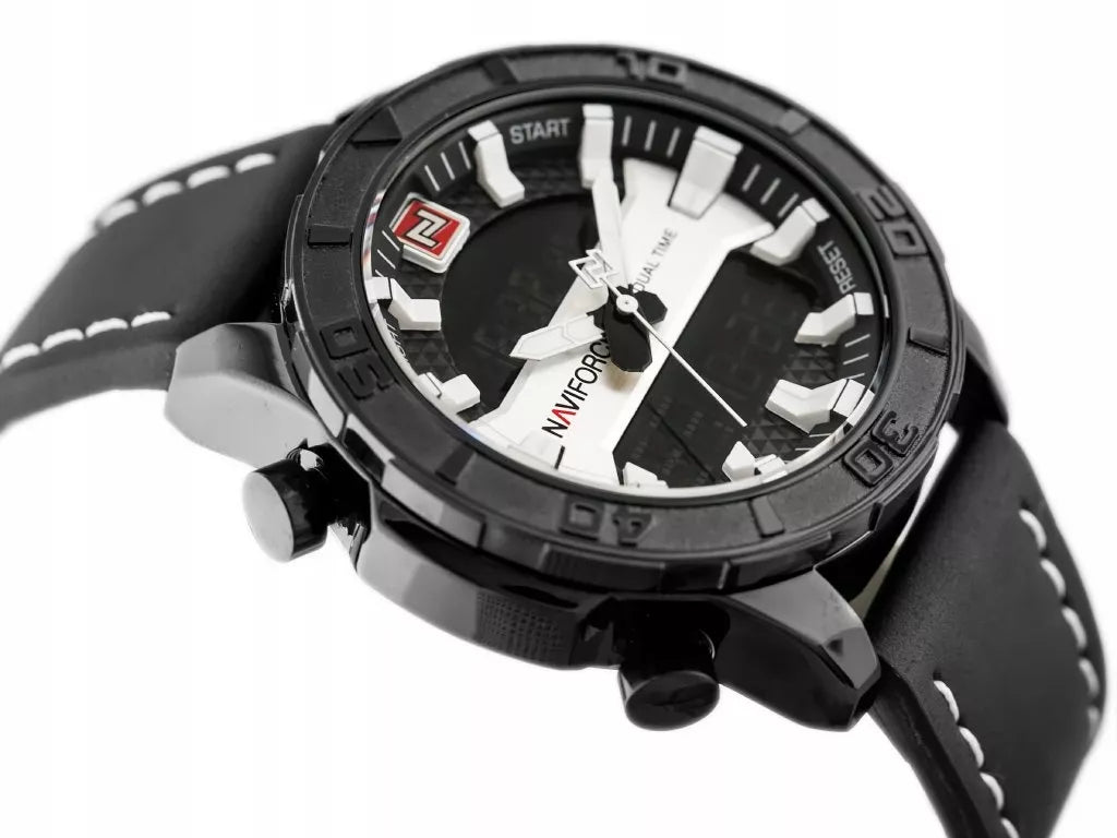 VYRIŠKAS LAIKRODIS NAVIFORCE NF9114 Juodas odinis dirželis Apšvietimas Chronometras