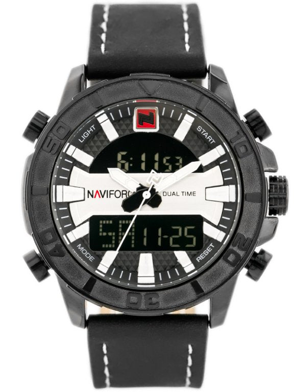 VYRIŠKAS LAIKRODIS NAVIFORCE NF9114 Juodas odinis dirželis Apšvietimas Chronometras