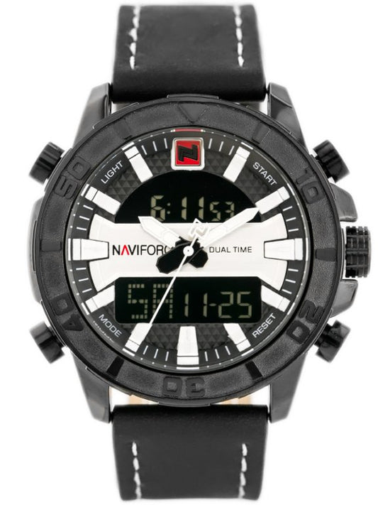 VYRIŠKAS LAIKRODIS NAVIFORCE NF9114 Juodas odinis dirželis Apšvietimas Chronometras