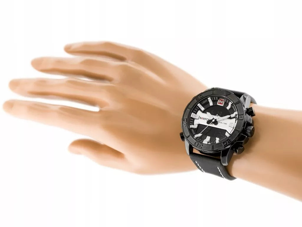VYRIŠKAS LAIKRODIS NAVIFORCE NF9114 Juodas odinis dirželis Apšvietimas Chronometras