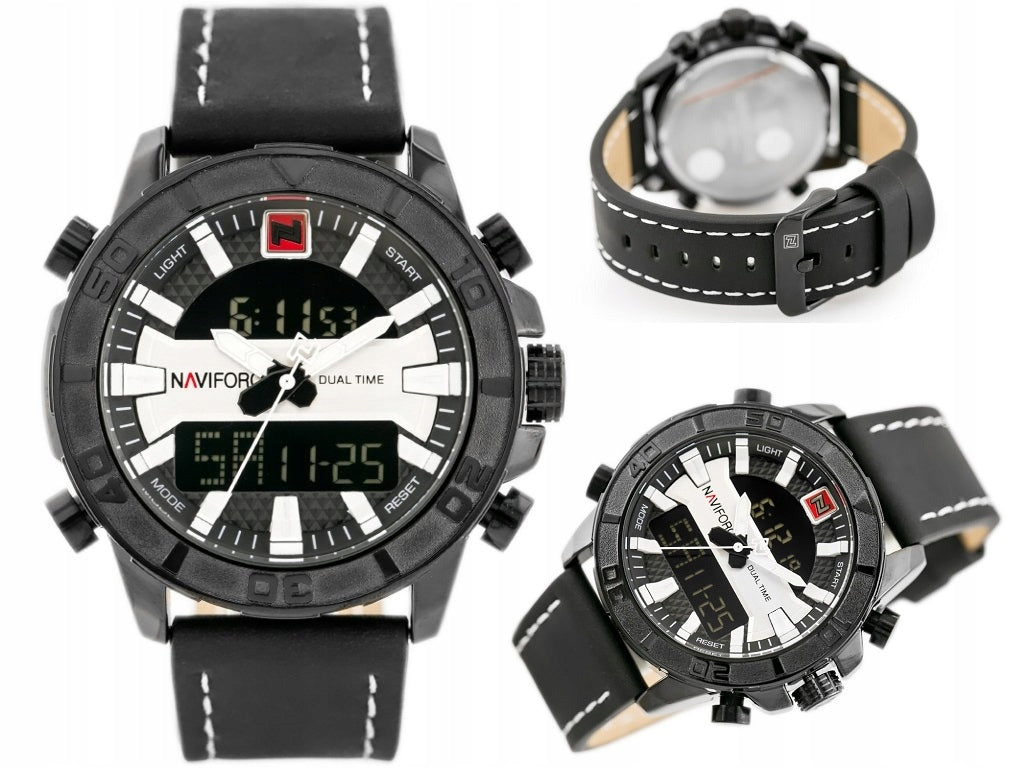 VYRIŠKAS LAIKRODIS NAVIFORCE NF9114 Juodas odinis dirželis Apšvietimas Chronometras