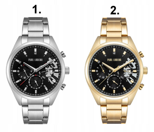 Vyriškas laikrodis PAUL LORENS BAKER chronografas, datos rodiklis, atviras širdies dizainas + DOVANŲ DĖŽUTĖ SU ĮRAŠU