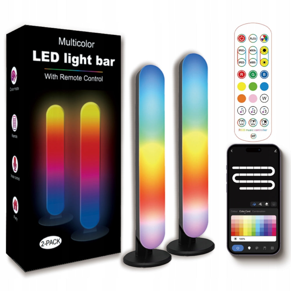 2 vnt. RGB LED stalinių lempučių rinkinys, TUYA programėlė, skirta monitoriui, televizoriui, USB