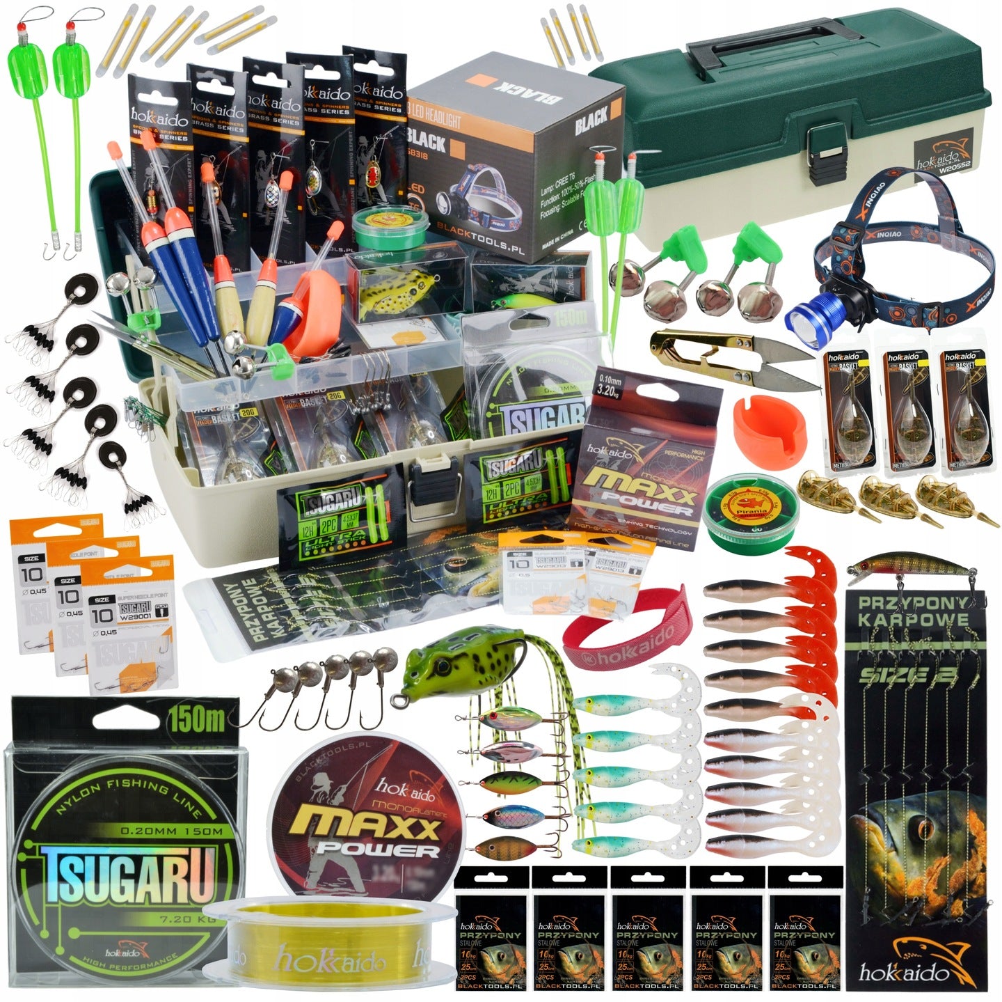 Žvejybos reikmenų rinkinys: plūdinė, dugninė, spiningo dėžė ALL HOKKAIDO