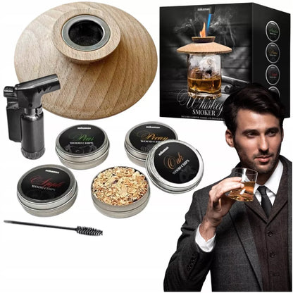 RŪKYMO RINKINYS WHISKY SMOKER + MEDIENOS DROŽLĖS - DOVANA VAIKINUI, VYrui