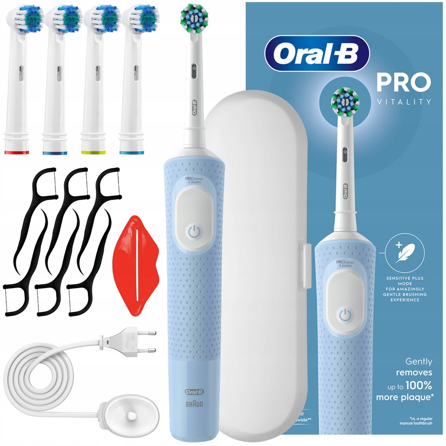 Rinkinys elektrinis dantų šepetėlis ORAL-B VITALITY PRO D103 Mėlynas
