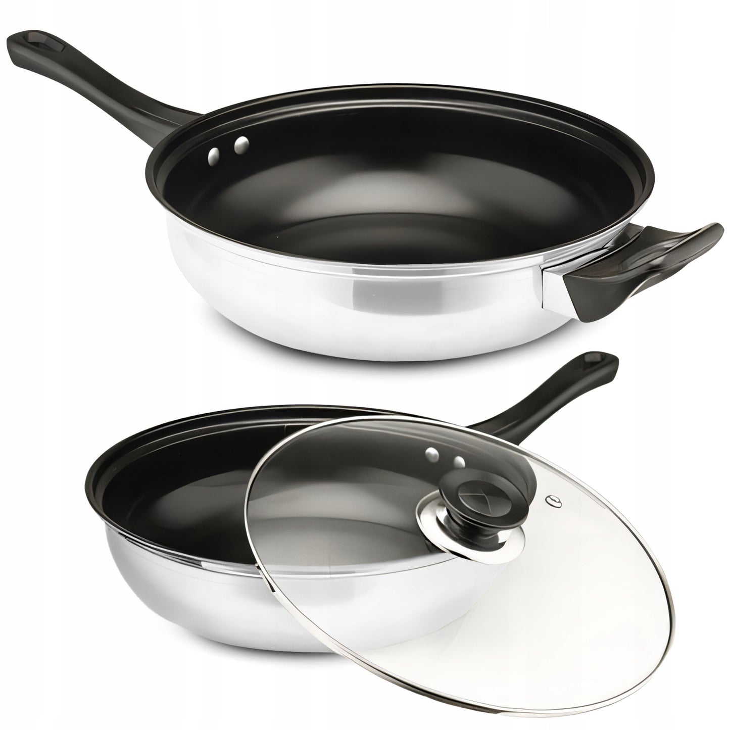 11 ELEMENTŲ VIRTUVĖS INDŲ IR PRIEDŲ RINKINYS DUJINGAI/INDUKCINEI VIRYKLĖI KETILAS KEPTUVĖ