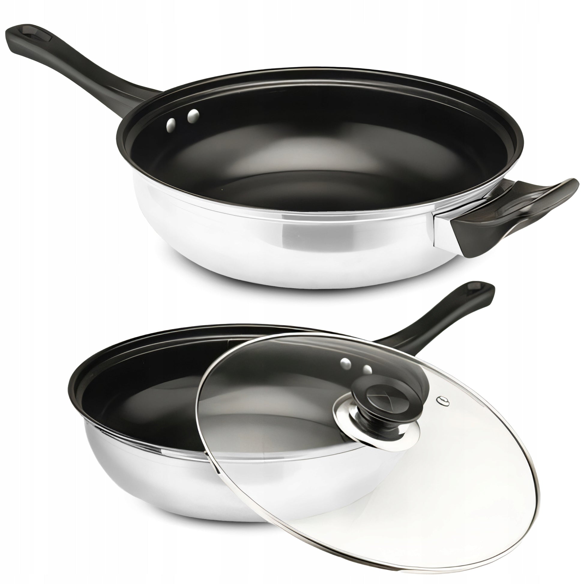 11 ELEMENTŲ VIRTUVĖS INDŲ IR PRIEDŲ RINKINYS DUJINGAI/INDUKCINEI VIRYKLĖI KETILAS KEPTUVĖ