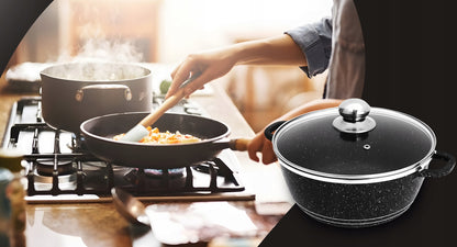 MARMURO PADENGIMO PUODŲ RINKINYS DUJINĖMS IR INDUKCINĖMS VIRYKLĖMS, 12 ELEMENTŲ, SU KELIAIS