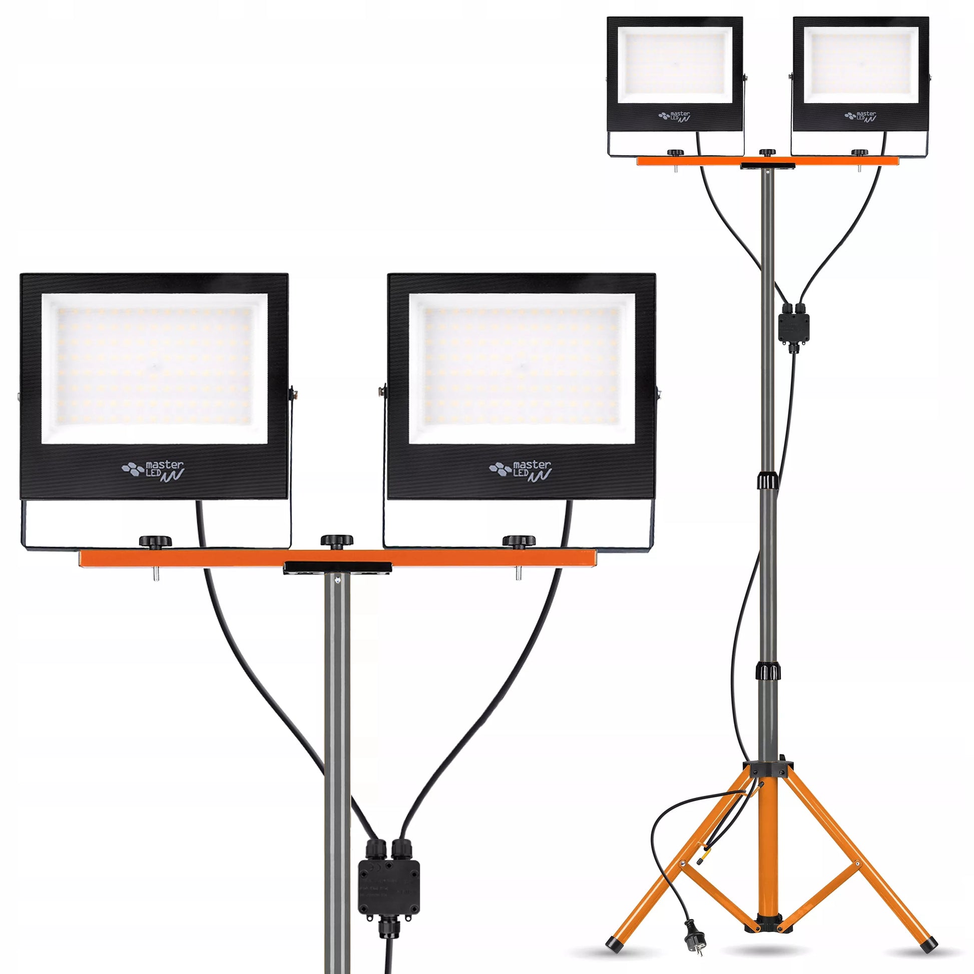 Rinkinys LED prožektorių su trikoju 2x100W, statybinis, darbui, galingas