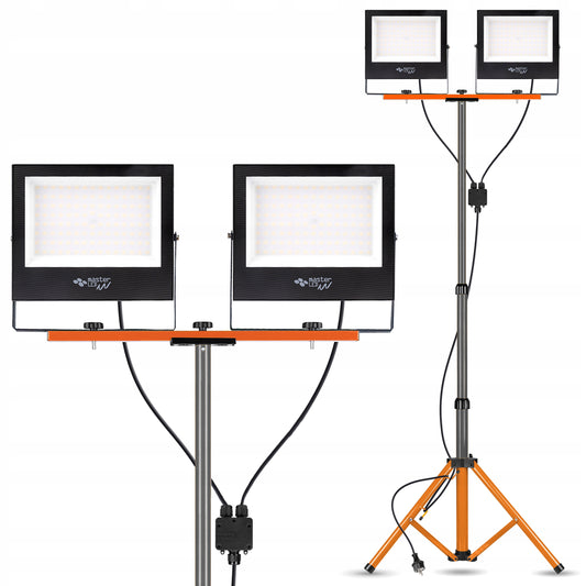 Rinkinys LED prožektorių su trikoju 2x100W, statybinis, darbui, galingas