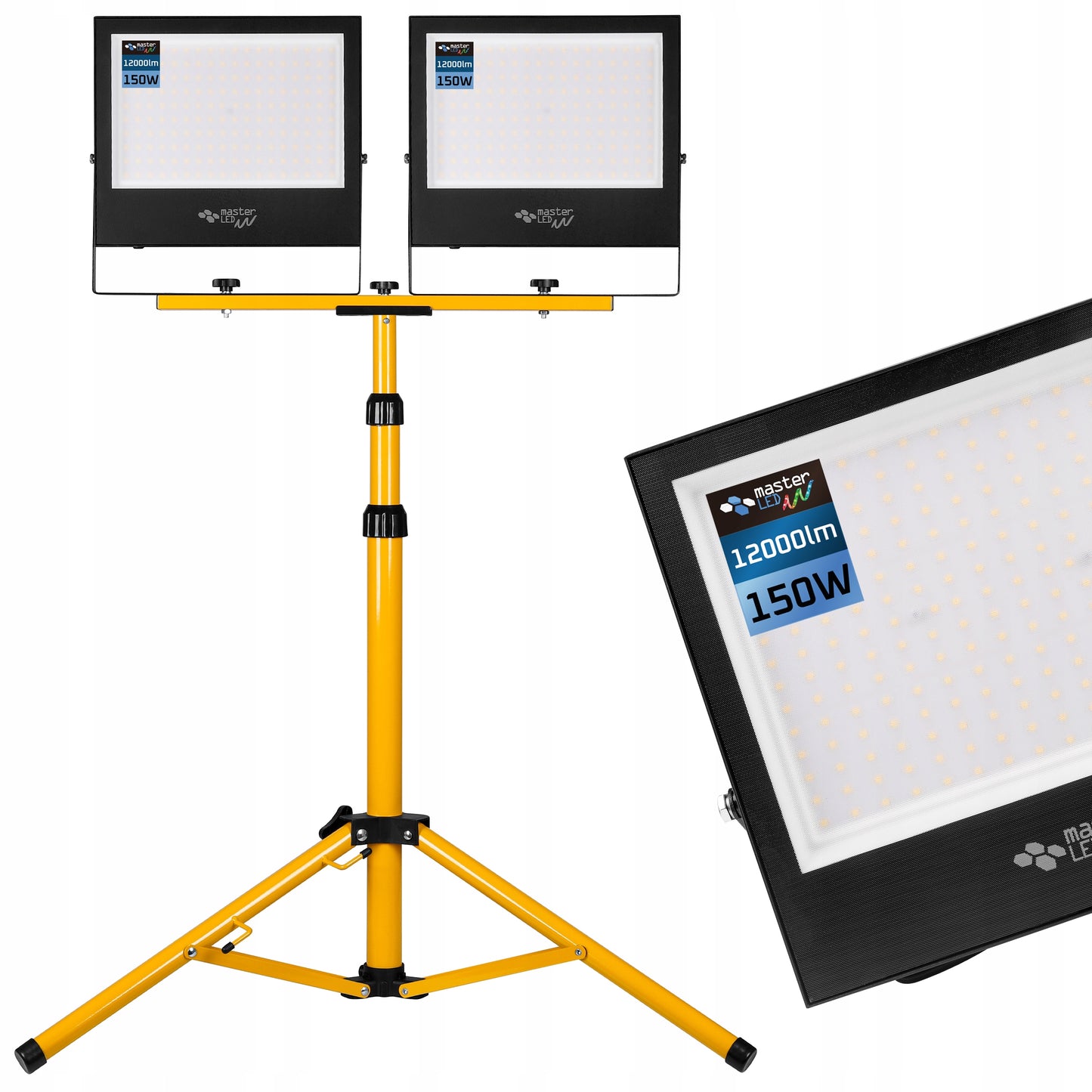 Rinkinys LED prožektorius su trikoju 2x150W 4500K statybinis darbinis