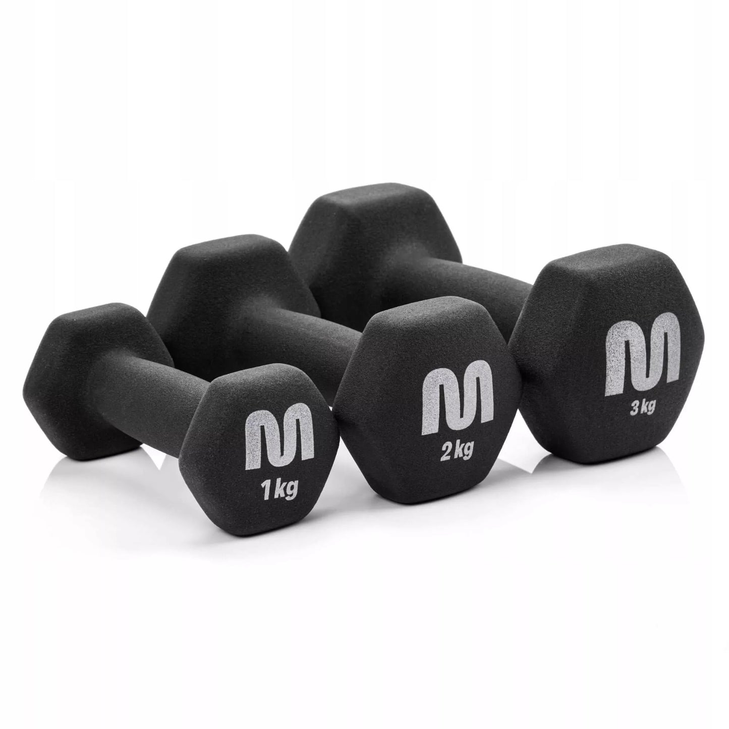 Ketlų rinkinys su stovu 2x3-2-1kg svoriai hanteliai sportui