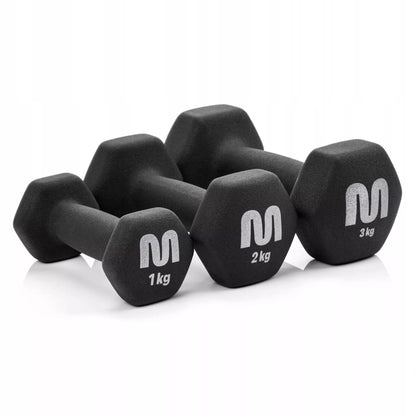 Ketlų rinkinys su stovu 2x3-2-1kg svoriai hanteliai sportui