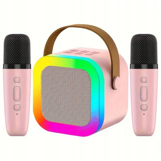 Belaidis nešiojamas karaoke rinkinys, 2x mikrofonas + Bluetooth RGB garsiakalbis