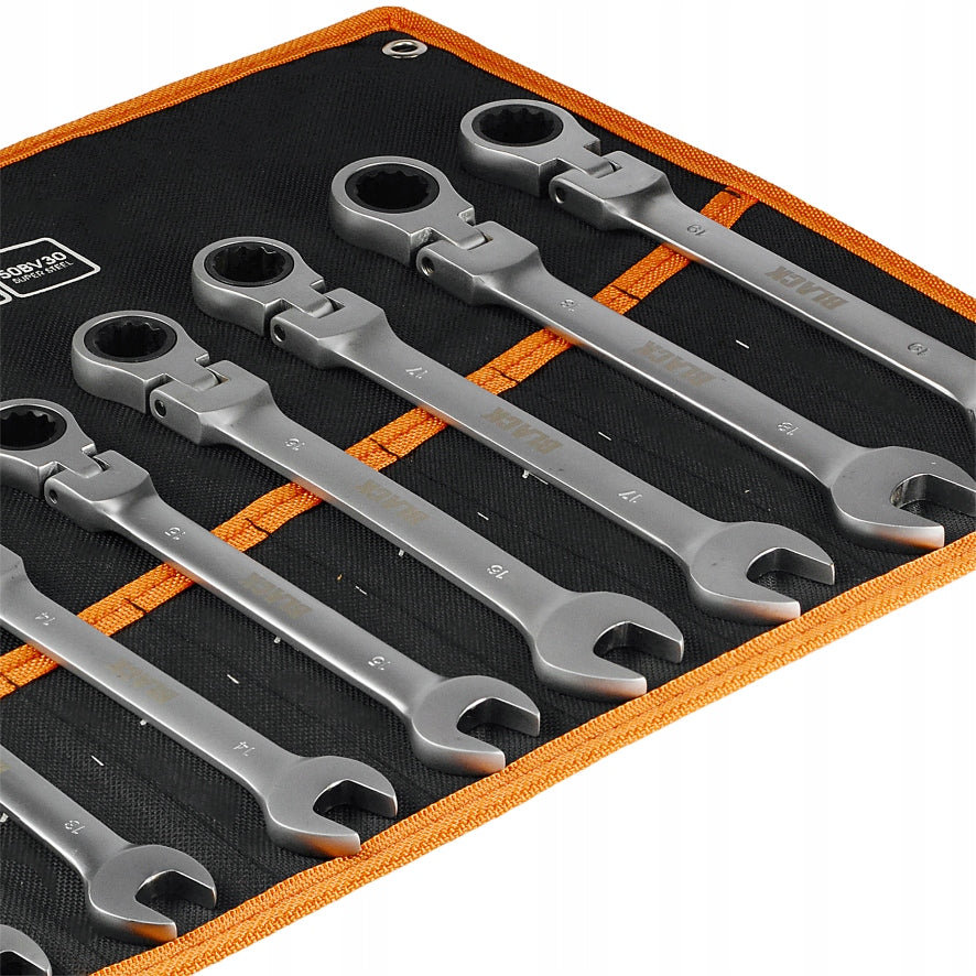 RAKTINĖS IR KANOPINĖS RAKTŲ RINKINYS 8-19mm 12 vnt. KREPŠYS BLACK