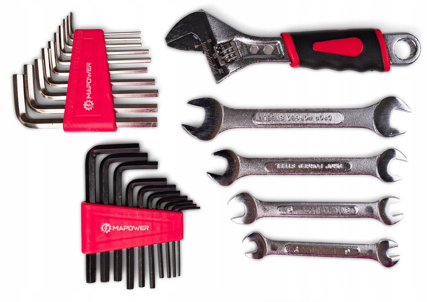 ĮRANKIŲ RINKINYS RAKTAI ĮRANKIŲ DĖŽUTĖ CRV GALVUTĖS ANGALAI 165 ELE MAPOWER