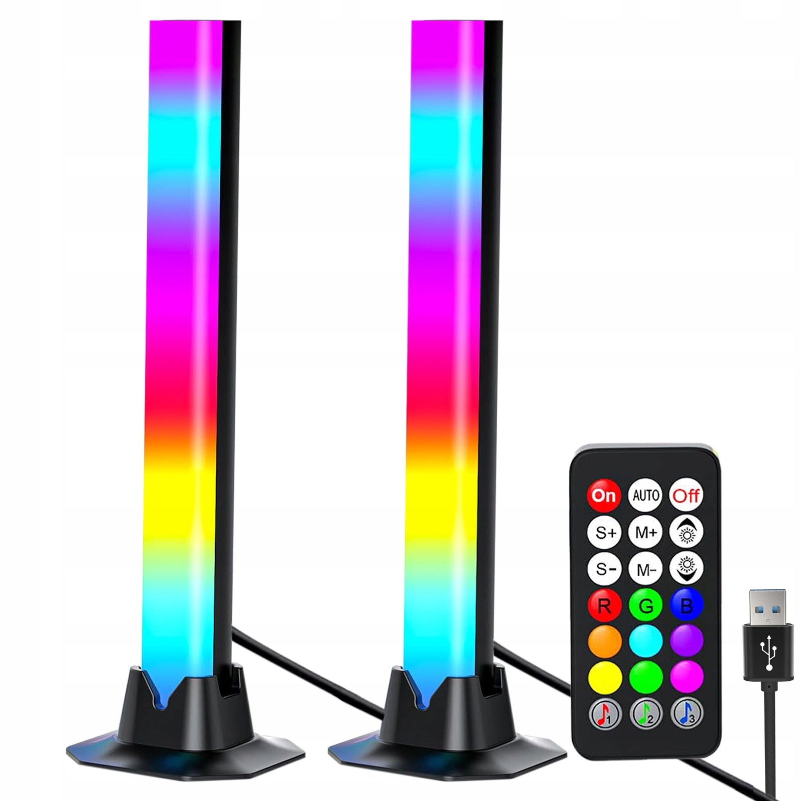 LED STULPŲ RINKINYS DAUGIASPALVIS BAR RINKINYS 2 x LED LEMPA RGB ŠVIESOS JUOSTA