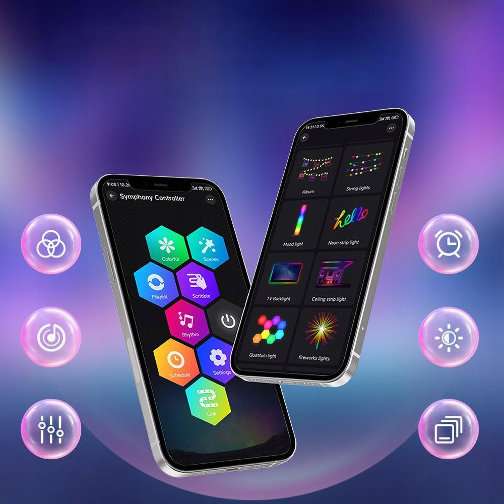 LED STULPŲ RINKINYS DAUGIASPALVIS BAR RINKINYS 2 x LED LEMPA RGB ŠVIESOS JUOSTA