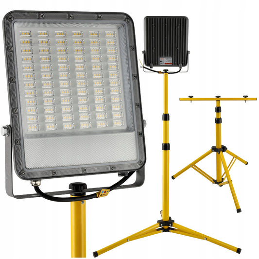 Rinkinys Stovas + Statybinis halogeninis šviestuvas 150W LED 13500lm Skirtas remontui
