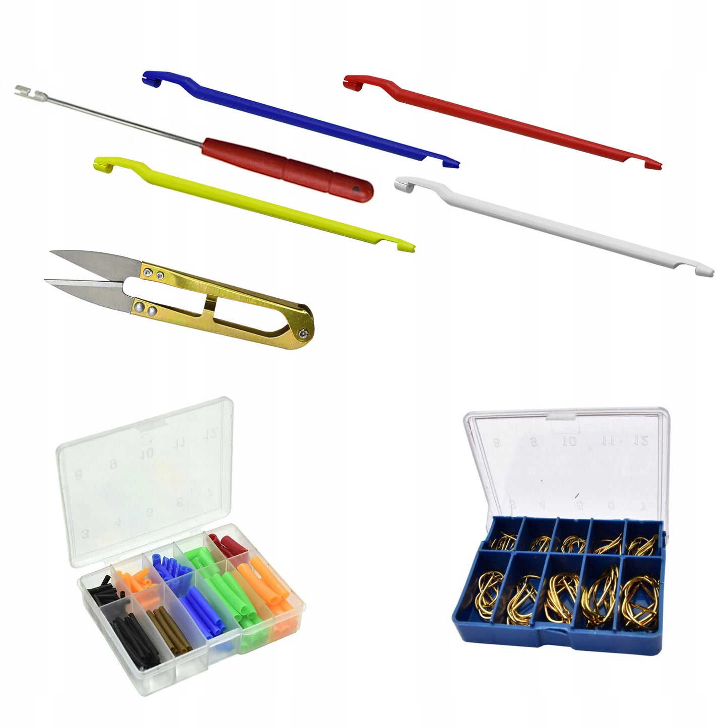 Žvejybos rinkinys 2x meškerė 2x ritė krepšys tinklas stovai jaukas priedai