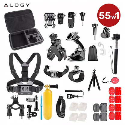 XXL aksesuarų rinkinys, suderinamas su GoPro Hero 13 12 11 10 9 8 7, 55 dalių su dėklu