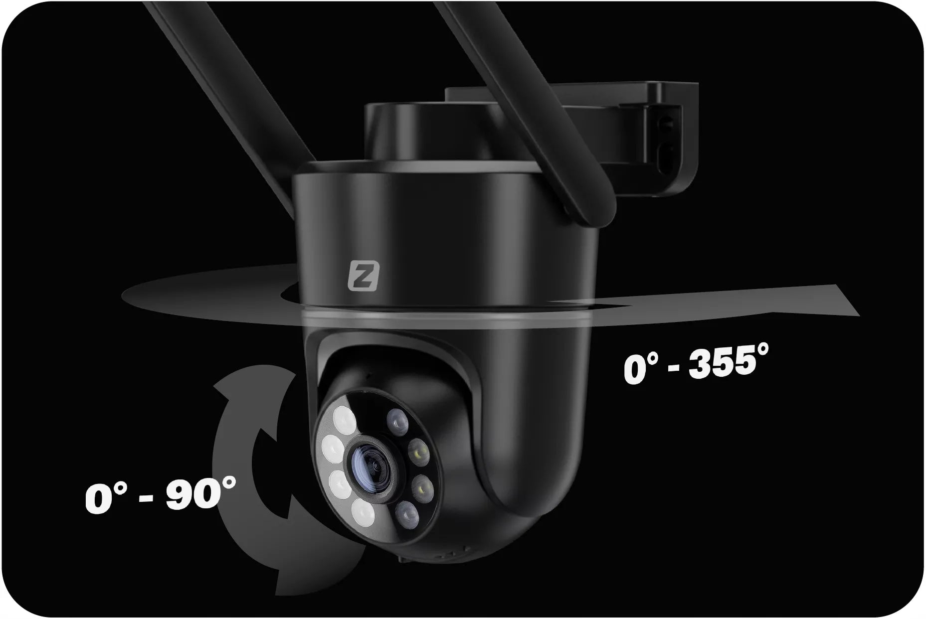 Lauko sukiojama IP WiFi kamera, 3MPx, 4x zoom, su programėle, su judesio aptikimu, juoda