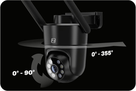 Lauko sukiojama IP WiFi kamera, 3MPx, 4x zoom, su programėle, su judesio aptikimu, juoda