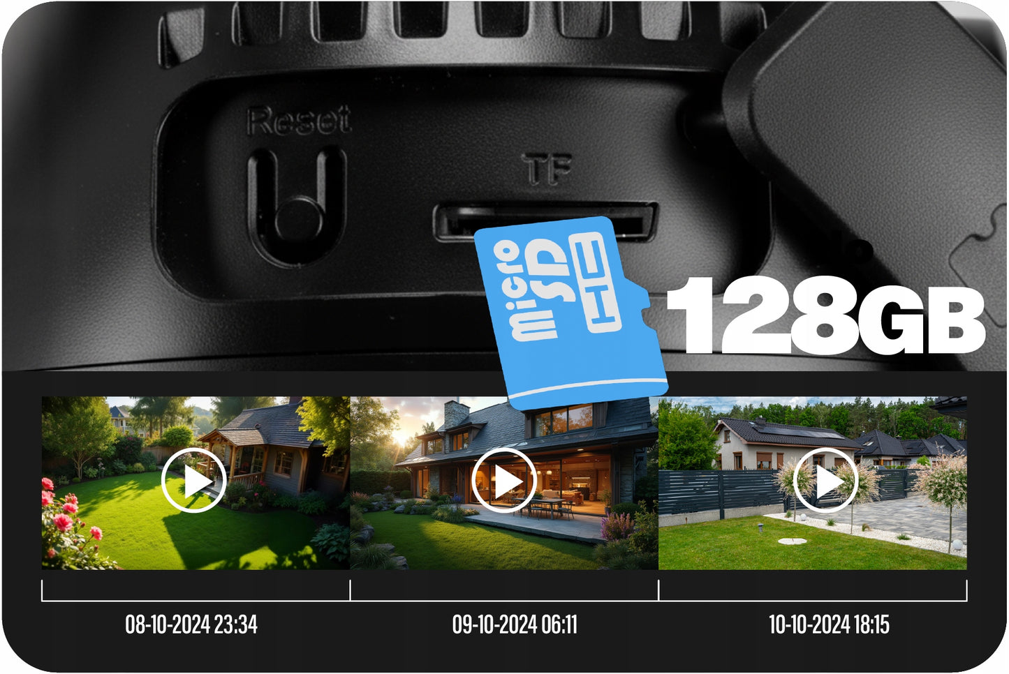 Lauko sukiojama IP WiFi kamera, 3MPx, 4x zoom, su programėle, su judesio aptikimu, juoda