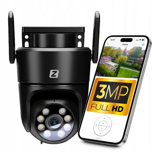 Lauko sukiojama IP WiFi kamera, 3MPx, 4x zoom, su programėle, su judesio aptikimu, juoda